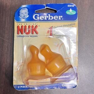 Gerber NUK Orthodontic Sz 1 Newborn Bottle Nipples SlowFlow 2Pk NOS 2004 Germany